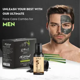 Globus Naturals Activated Charcoal Facial Kit & Beard Oil Combo for Men image 3