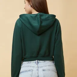 Globus Green Cotton Regular Fit Crop Sweatshirt image 3
