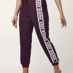 Ajile by Pantaloons Maroon Cotton Striped Joggers image 3