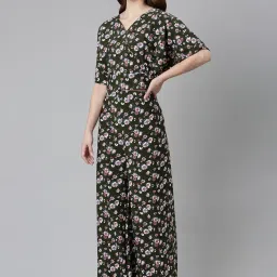 showoffff SHOWOFF Olive Green Floral Print Co-Ord Set image 3