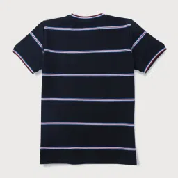 Gini & Jony Kids Navy & Red Cotton Striped T-Shirt image 2