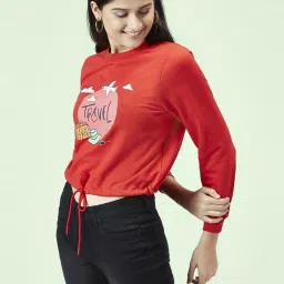 People by Pantaloons Red Cotton Printed Sweatshirt image 3