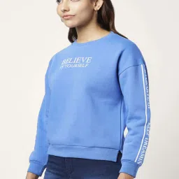 People by Pantaloons Blue Cotton Printed Sweatshirt image 3
