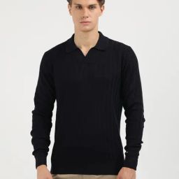 Tommy Hilfiger Navy Cotton Regular Fit Texture Pullover-picture-27