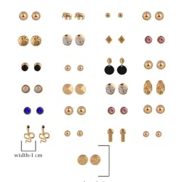 ToniQ Classic Gold & Silver Plated Stud & Drop Earrings for Women - Set of 25 image 3