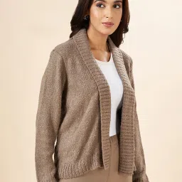 Akkriti by Pantaloons Grey Self Pattern Shrug image 3