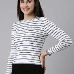 showoffff SHOWOFF White & Blue Striped Top image 3