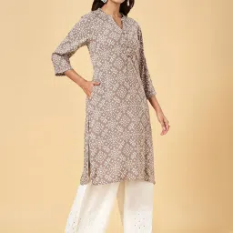 Rangmanch by Pantaloons Grey Printed Straight Kurta image 3
