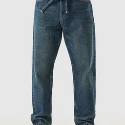 Snitch Men Ink Blue Mid-Rise Baggy Jeans-image-57
