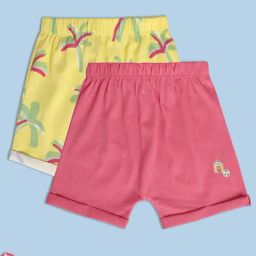 MINIKLUB Kids Pink & Yellow Printed Shorts (Pack Of 2)-picture-25