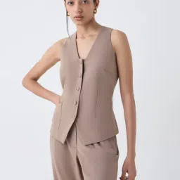 Wardrobe by Westside Brown Solid Waistcoat-image-11