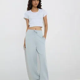 studiofit women Studiofit by Westside White Stripe Pattern Cotton-Blend T-Shirt image 3