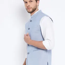 Crimsoune Club Blue Slim Fit Nehru Jacket image 3