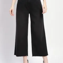 MADAME Black Cotton Relaxed Fit Mid Rise Jeans-picture-14