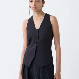Wardrobe by Westside Black Solid Waistcoat-image-51