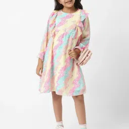 Nauti Nati Girls Multicolor Printed Regular Fit Dress image 4