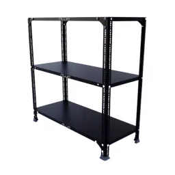 Menage 36x35x15 Inch 3 Shelf Metal Black Slotted Angle Rack-picture-30