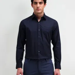 Arrow Navy Cotton Regular Fit Texture Shirt-image-0