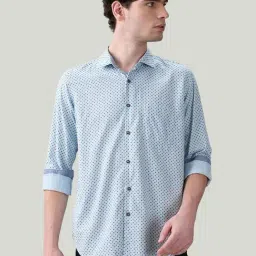 Raymond Blue Pure Cotton Regular Fit Printed Shirt-picture-43