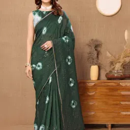 FABMORA Green Tie & Dye Saree With Unstitched Blouse-picture-17