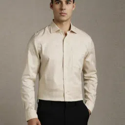 Louis Philippe Beige Cotton Regular Fit Printed Shirt-picture-37