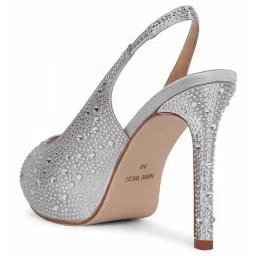 Nine West Women's Silver Sling Back Stilettos image 5