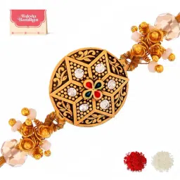 Voylla Orange Yellow And Silver Enamelled Thread Rakhi For Brother image 2