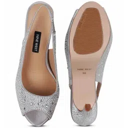 Nine West Women's Silver Sling Back Stilettos image 3