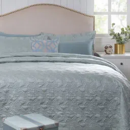 Maspar Twirls & Swirls Blue Cotton 400 TC Double Bedsheet Sets image 4