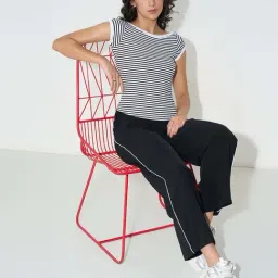 Honey By Pantaloons Black Slim Fit Striped Top image 5