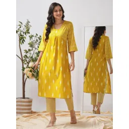 Kami Kubi Yellow Cotton Geometric Kurti image 5