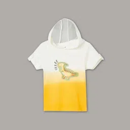 Juniors by Lifestyle White & Yellow Cotton Printed Tee-image-70