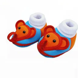 LMN CHILD CARE Unisex Kids Orange & Blue Elephant Printed Cotton Booties-picture-17