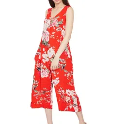 Oxolloxo Red Floral Print Tropical Fashion Point Jumpsuit-image-39