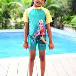 Yellow Bee Girls Disney Frozen with Elsa & Anna Printed Legsuit-image-95