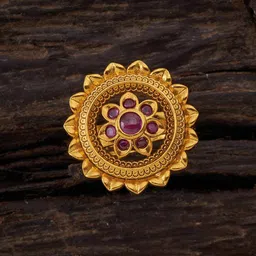 Kushal's Fashion Jewellery Gold-Plated Ruby-Stone Studded Floral Antique Finger Ring-picture-38