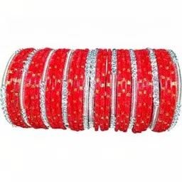 Shasmi Red Glass Artificial Stones Bangle image 1