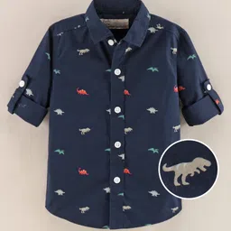 Jash Kids Full Sleeves Shirt Dinosaur Print- Navy Blue-picture-28