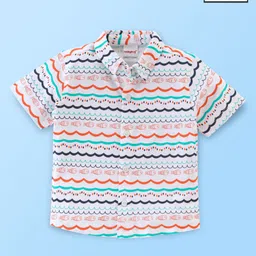 Babyhug 100% Cotton Knit Half Sleeves Fish Print Shirt - Multicolour-picture-19