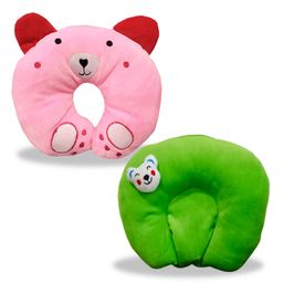 Chinmay Kids Mustard Seeds, Polyester Fibre Animals Baby Pillow Pack of 2 Pink, Green-picture-24