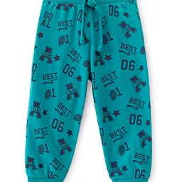 Babyhug Cotton Knit Full Length Lounge Pant with Text Print - Green-picture-23