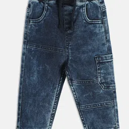 MINI KLUB Cotton Full Length Light Washed Woven Denim Jeans - Teal Blue-image-80