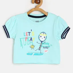 MINI KLUB Cotton Half Sleeves Lets Play Text Printed Top - Blue-picture-33