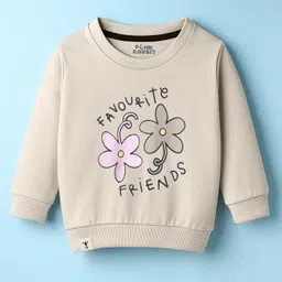 Pink Rabbit Looper Knit Full Sleeves T-Shirt with Text Graphic - Cream-picture-13