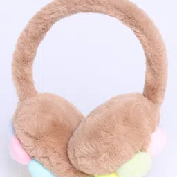 M'andy Woollen Knit Smiley Flower Patch Detailed Ear Muffs - Brown-picture-27