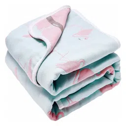 Koochie Koo Muslin All Season Reversible Blanket Flamingo Print - Blue Pink image 2