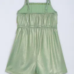Taffykids Knit Sleeveless Holographic Layered Jumpsuit - Green image 3