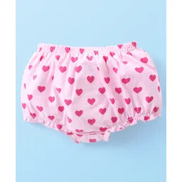 Babyhug Disney Cotton Lycra Bloomers With Minnie Mouse & Friends Graphics - Pink & White image 3