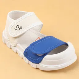 Babyoye Sandals With Velcro Closure with Brand Logo - Blue & White image 3