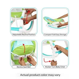 fab n funky Newborn to Toddler Portable Baby Rocker With Music & Vibration - Blue image 4